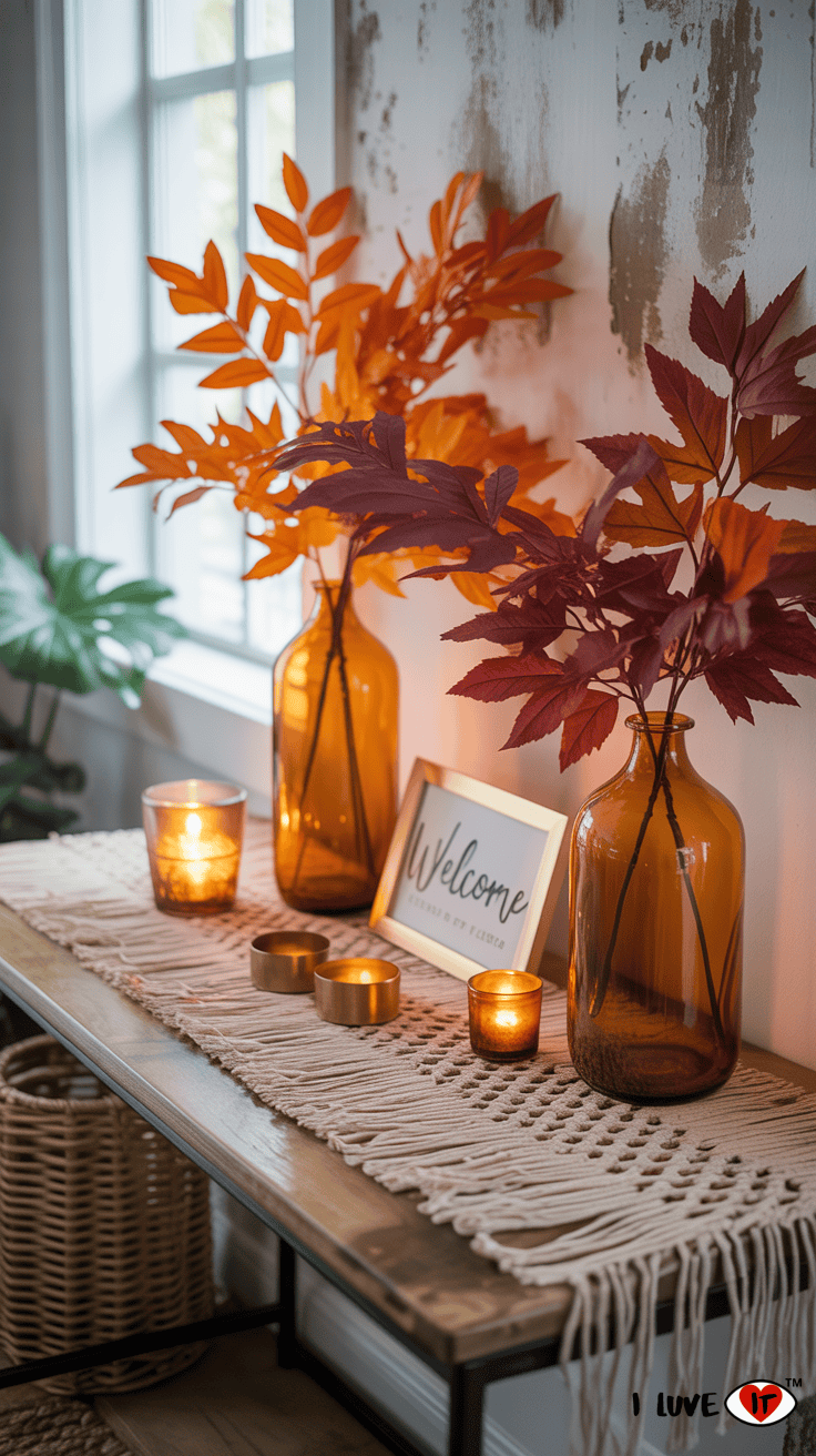boho fall entryway