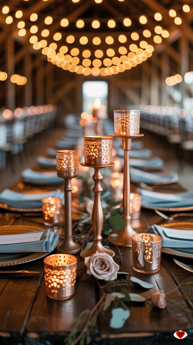 blue fall wedding decor