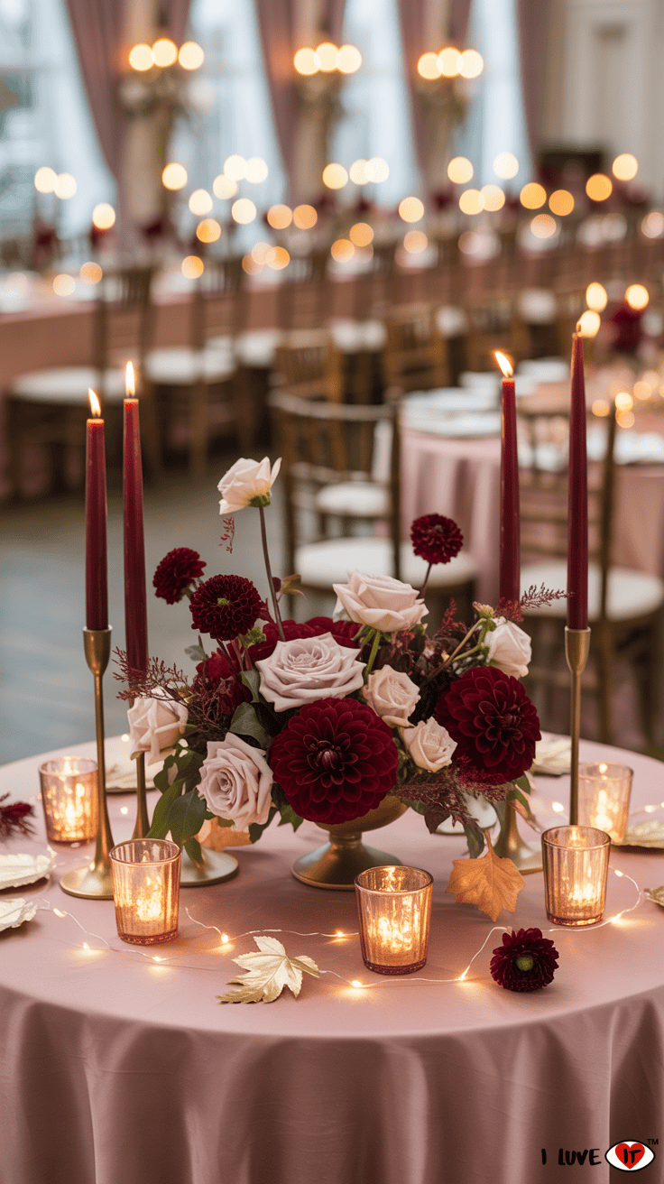 burgundy fall wedding decor