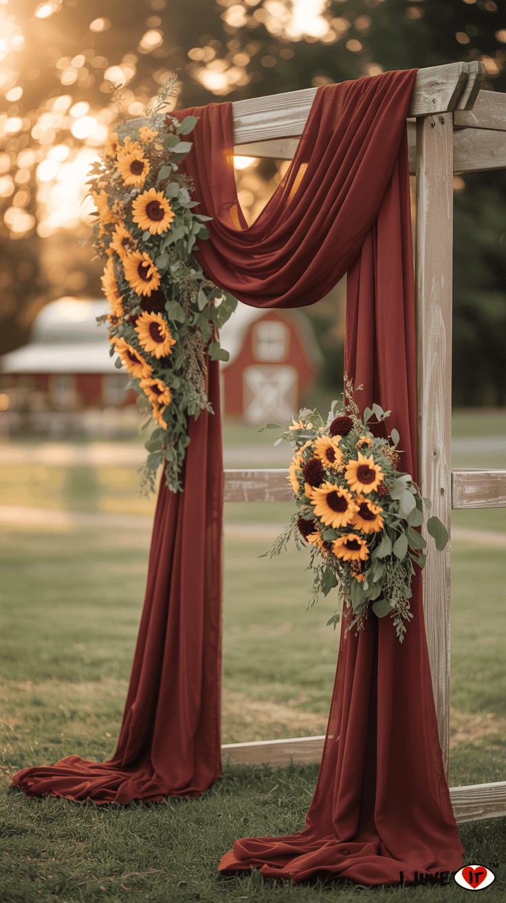 burgundy fall wedding decor