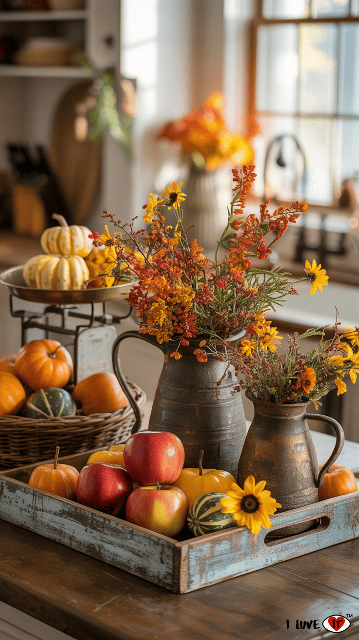 rustic fall kitchen island