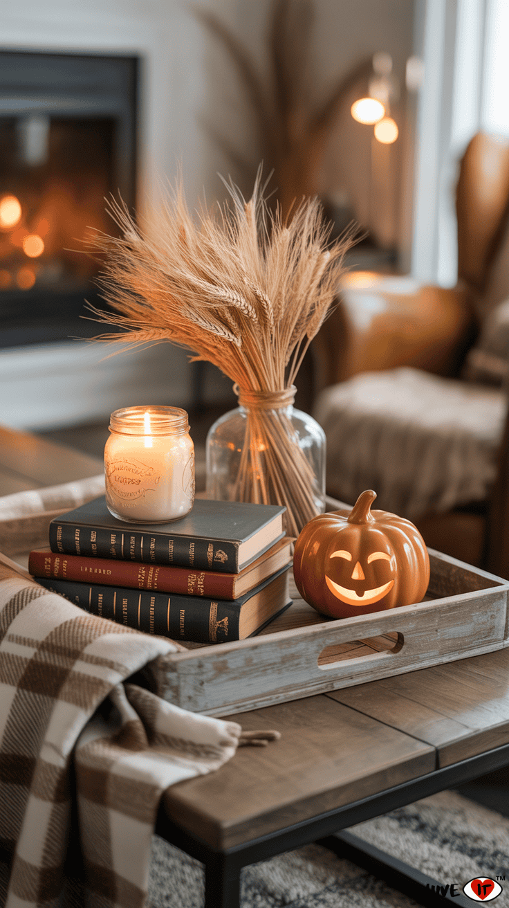 fall rustic coffee table decor