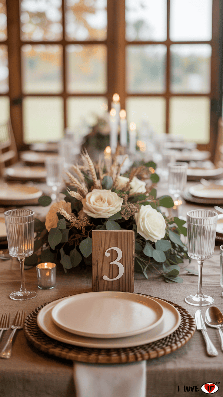 neutral fall wedding table