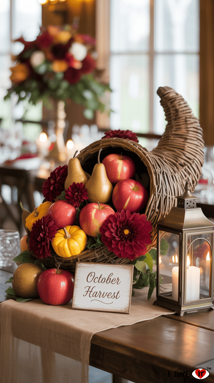 October fall wedding centerpiece