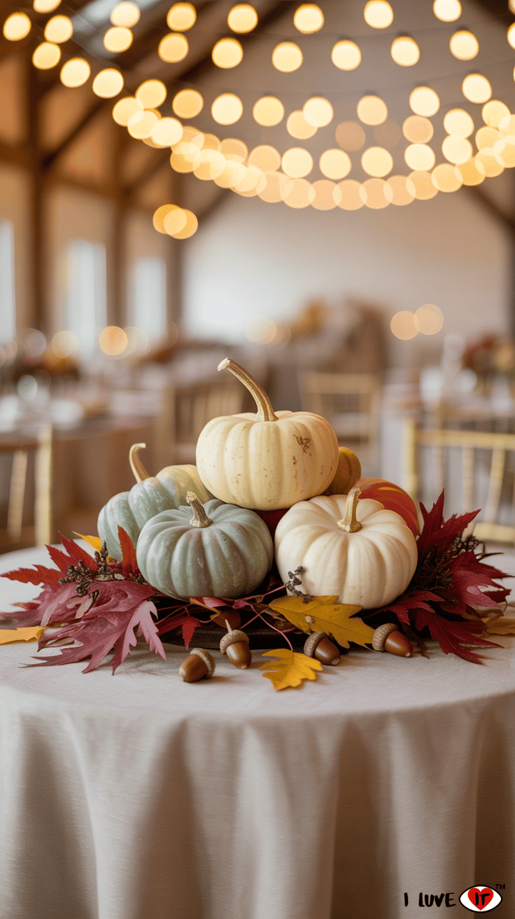 pumpkin fall wedding centerpiece