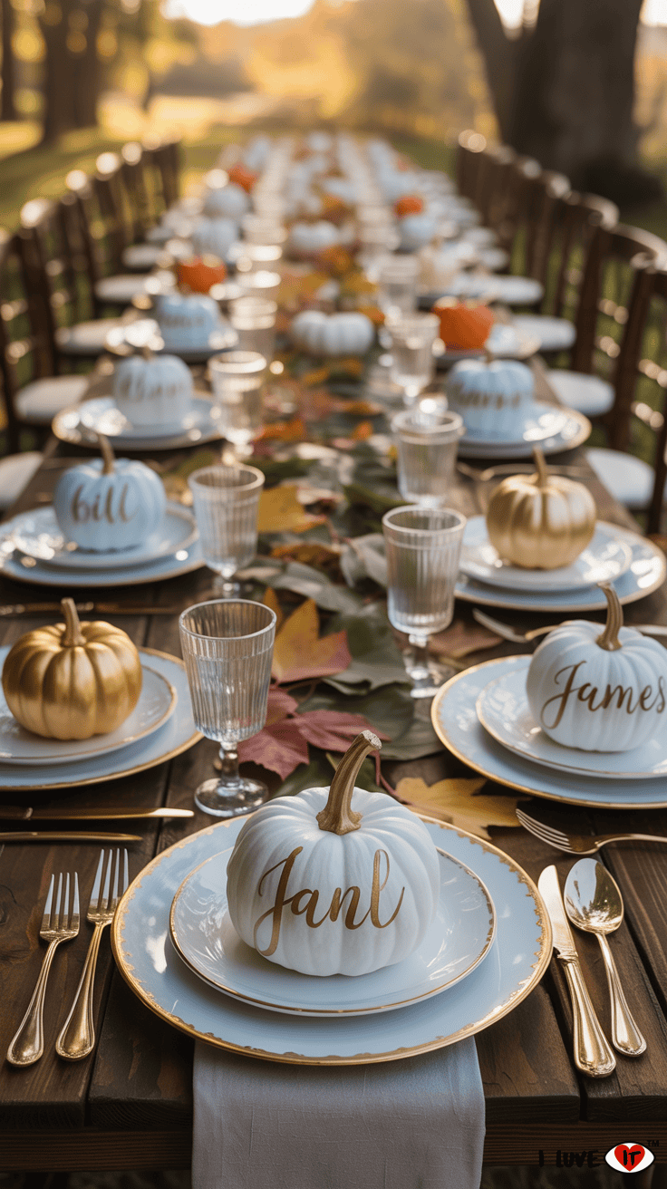 rustic pumpkin place card holders