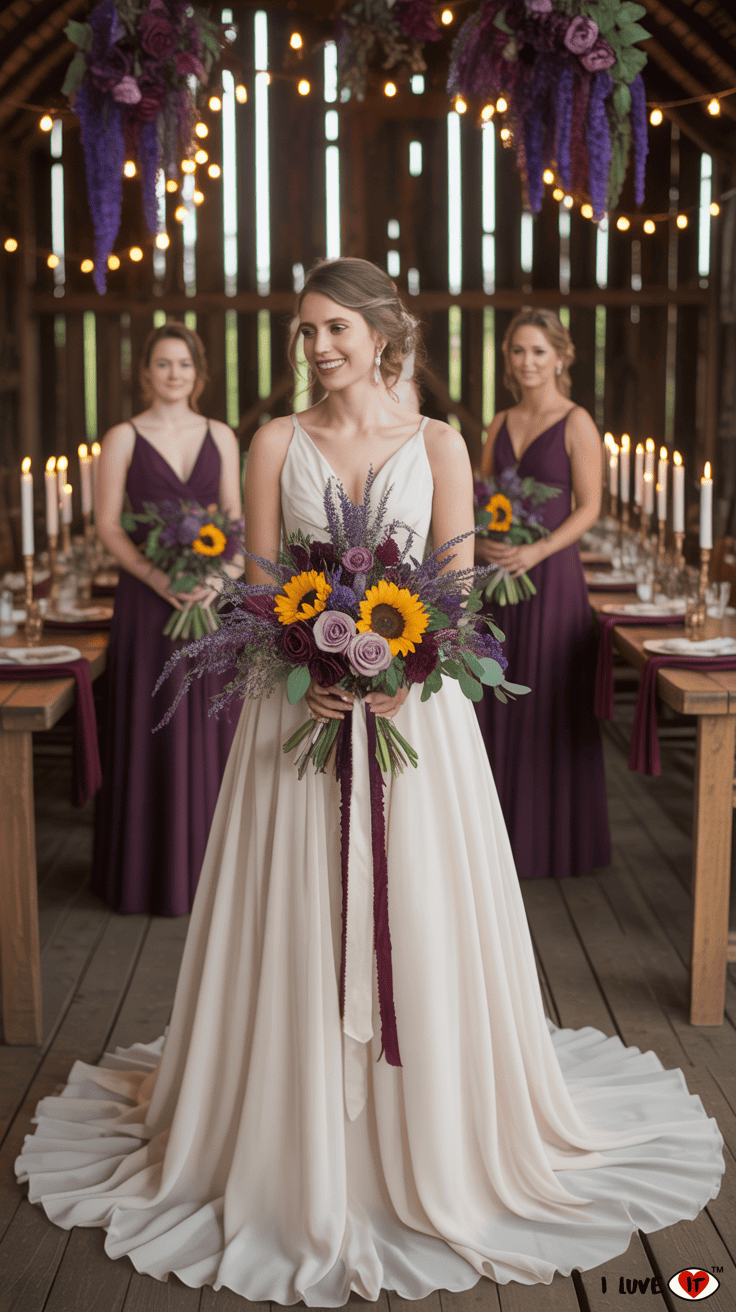 purple fall wedding decor