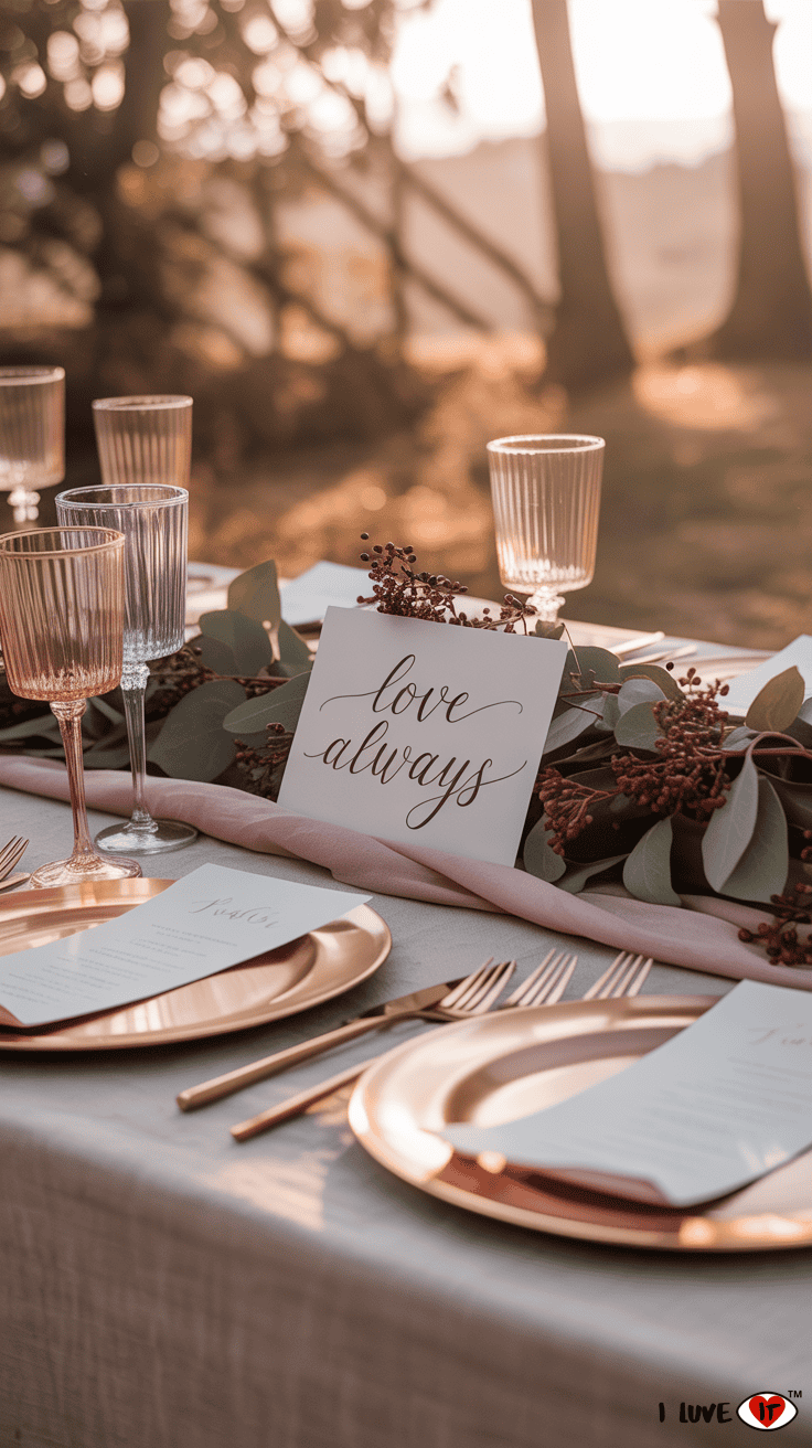 rose gold fall wedding