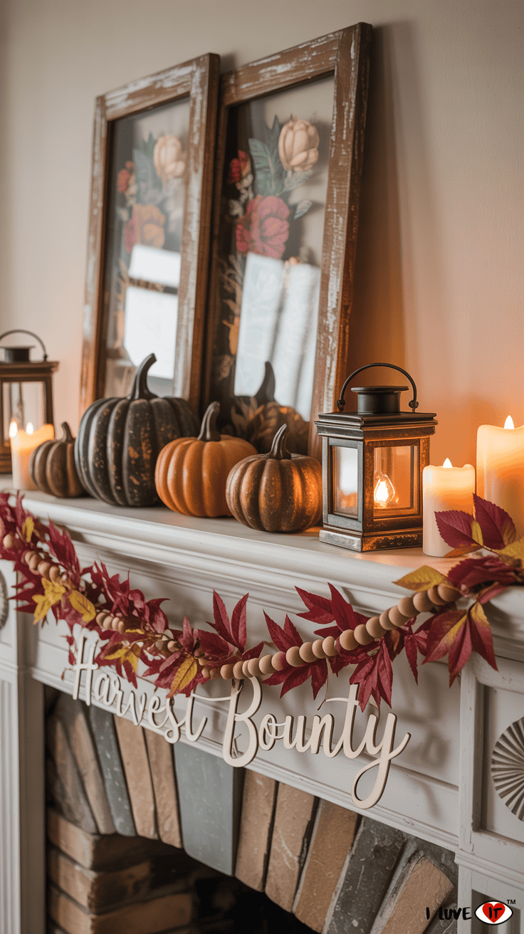 rustic fall mantel
