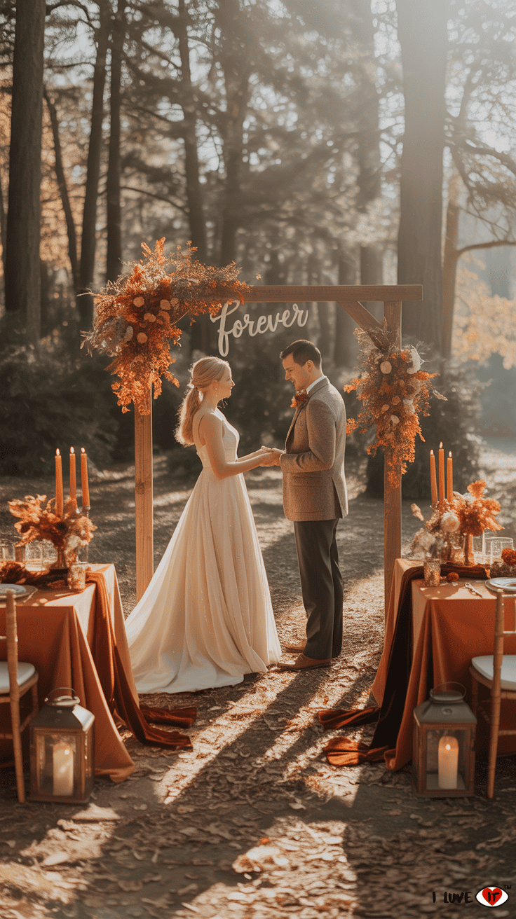 rustic orange wedding decor